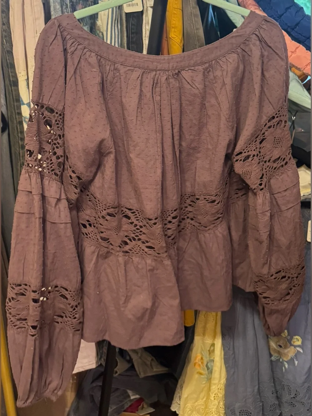 NWT Free People Elsie Blouse - rural ground brown - small